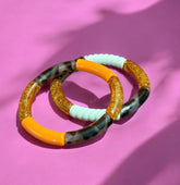 Duo de bracelets orange léopard Fidji