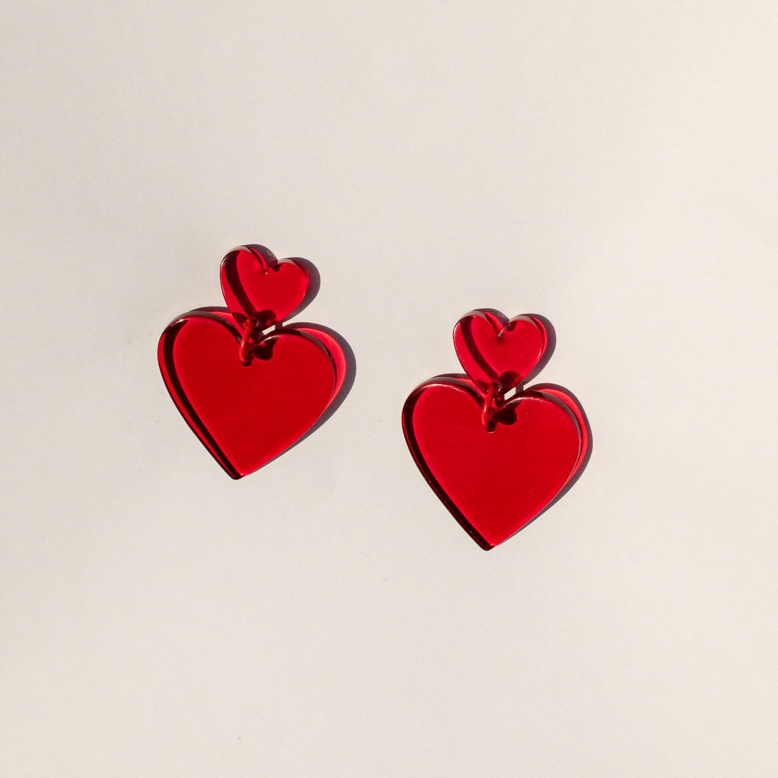 Boucles d'oreilles coeur rouge