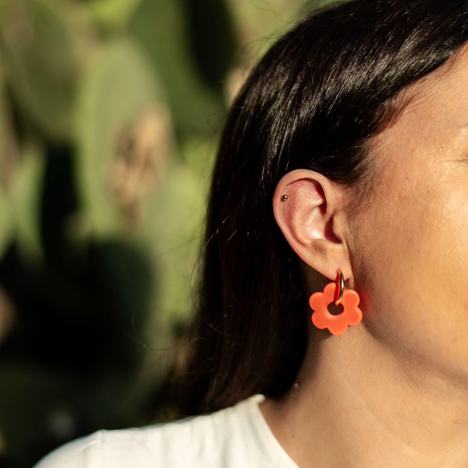 Boucles d'oreille fleur orange