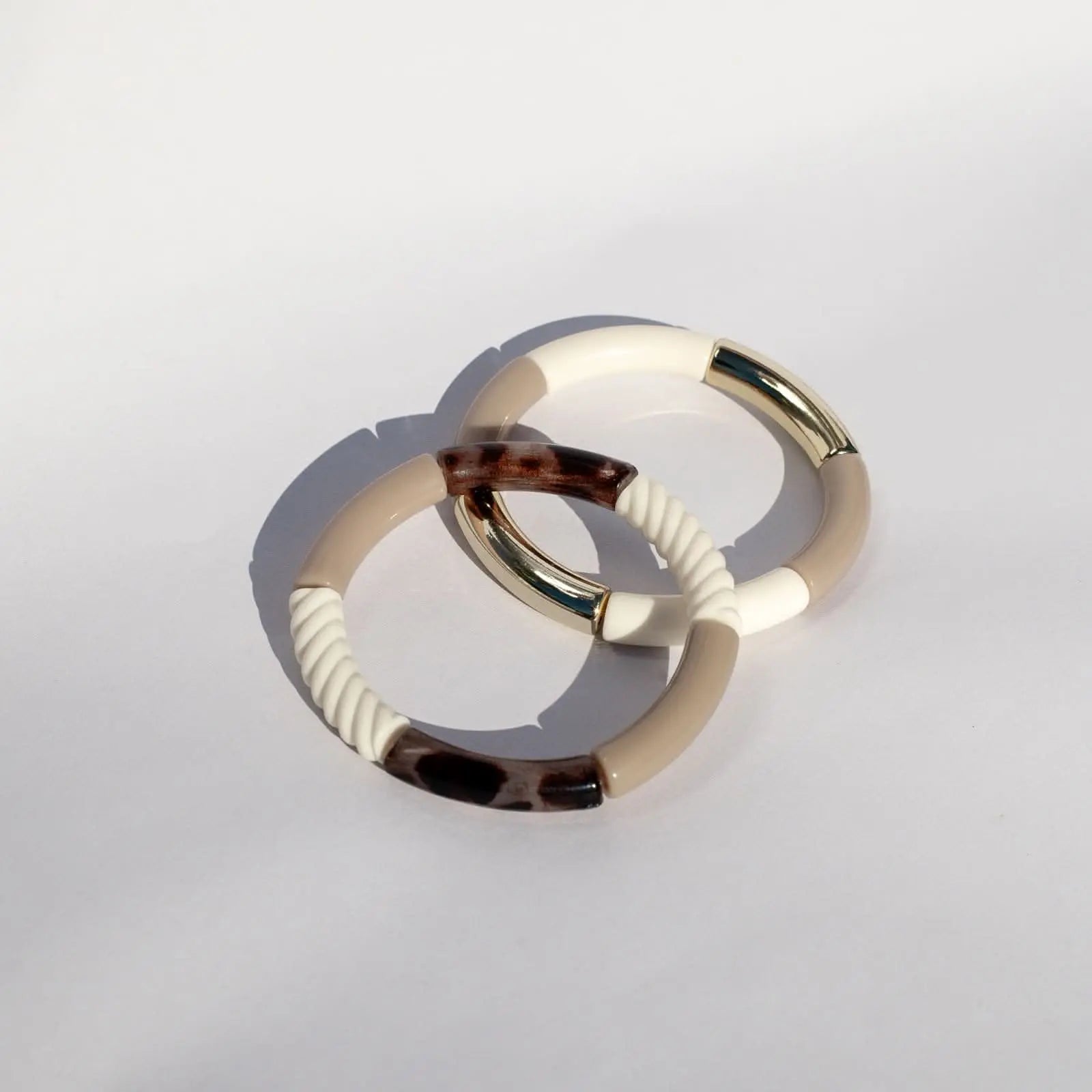 Duo de bracelets beige en résine