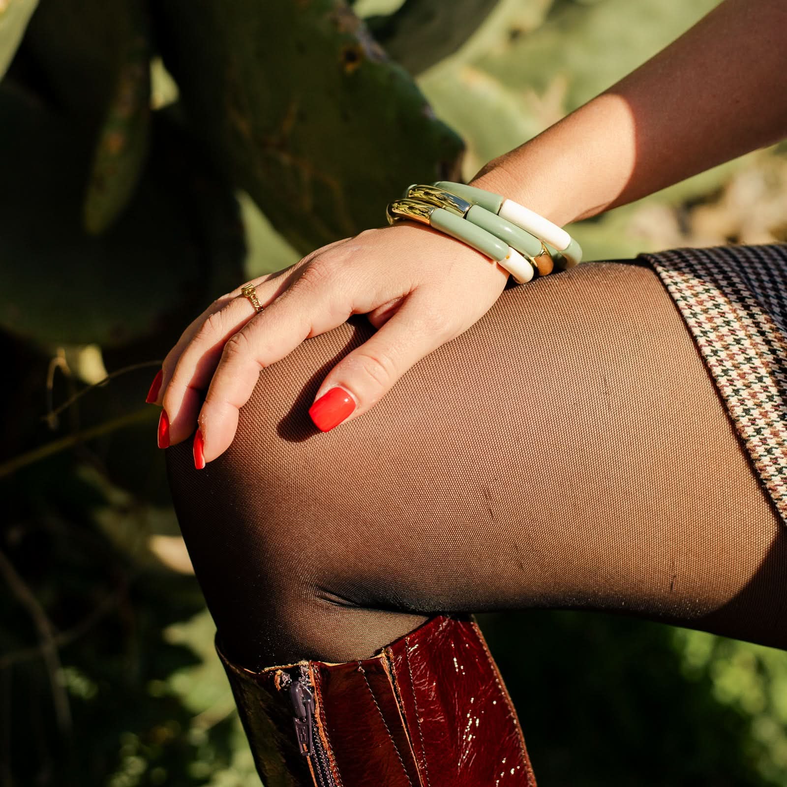 Trio de bracelets vert sauge en résine