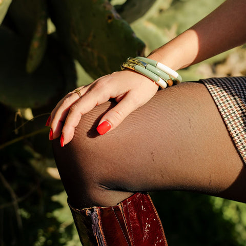 Trio de bracelets vert sauge en résine Trio de bracelets vert sauge en résine