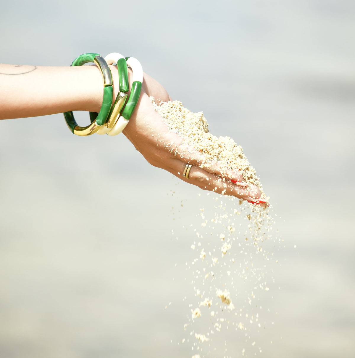 Trio de bracelets vert foncé en résine Açores