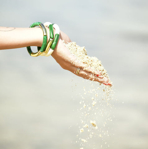 Trio de bracelets vert foncé en résine Açores Trio de bracelets vert foncé en résine Açores