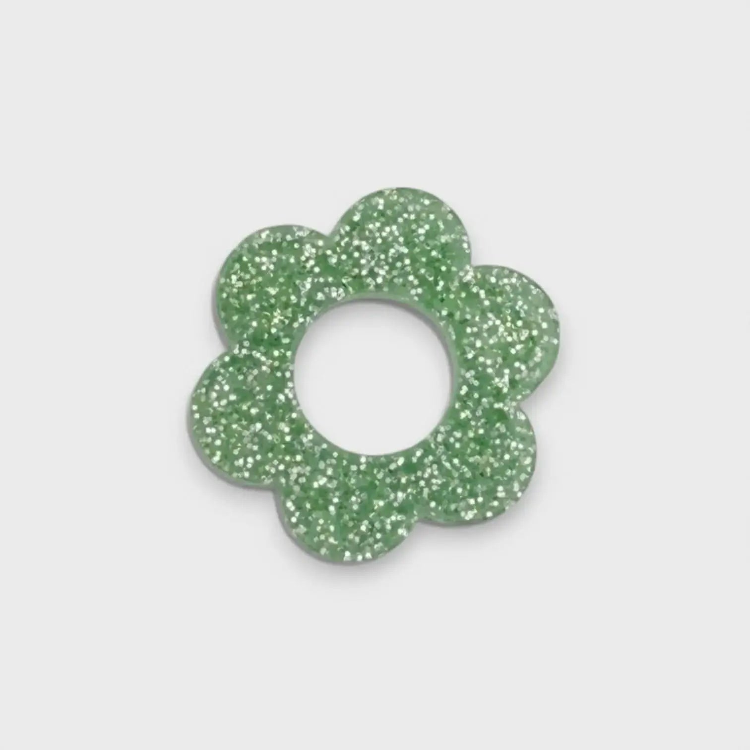 Charms fleur vert pailleté