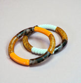 Duo de bracelets orange léopard Fidji
