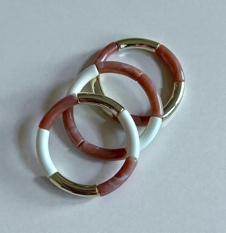 Trio de bracelets rose terracotta Antilles