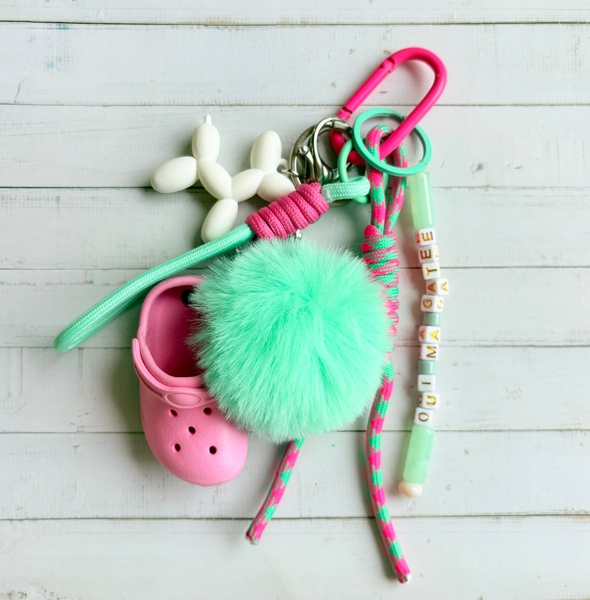 Grigri de sac crocs rose et turquoise
