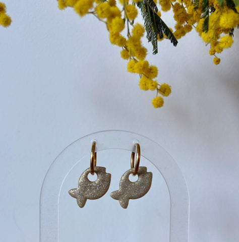 Boucles d'oreilles créoles poisson Aqua