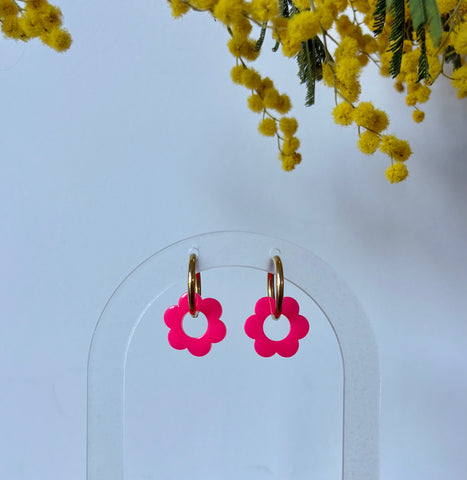 Boucles d'oreilles fleurs résine Dahlia