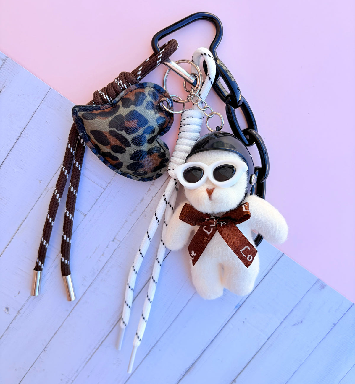 Grigri de sac ours lunettes léopard