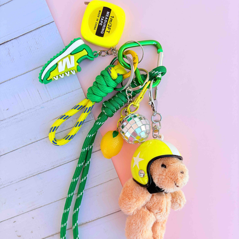 Grigri de sac ours jaune et vert