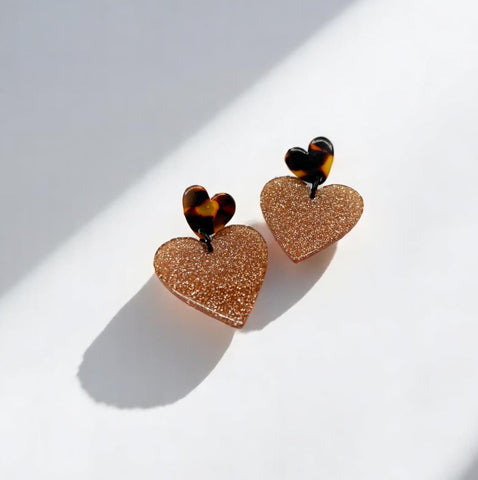 Boucles d'oreilles coeur paillettes écailles Alba