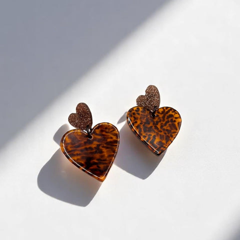 Boucles d'oreilles coeur léopard Lena