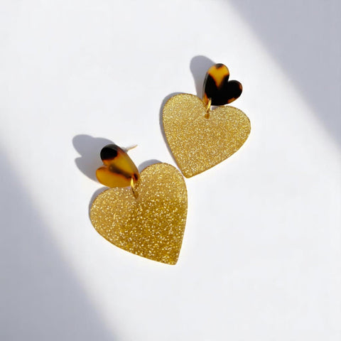 Boucles d'oreilles coeur paillettes écailles Alba