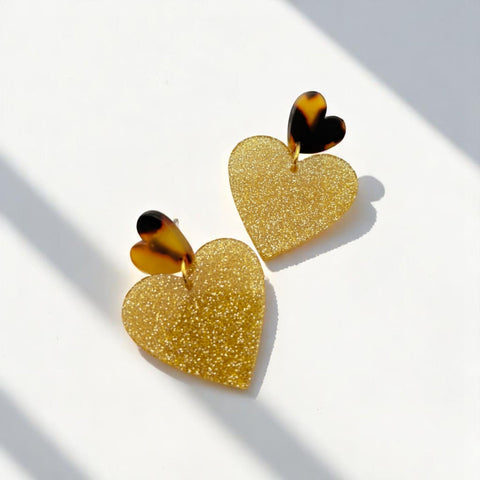 Boucles d'oreilles coeur paillettes écailles Alba