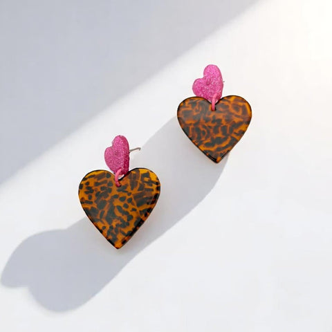 Boucles d'oreilles coeur léopard Lena