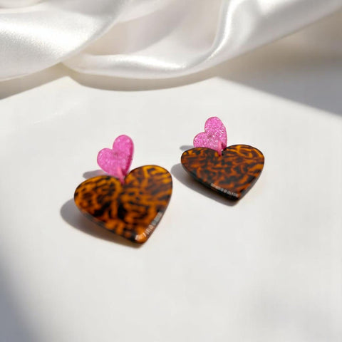 Boucles d'oreilles coeur léopard Lena