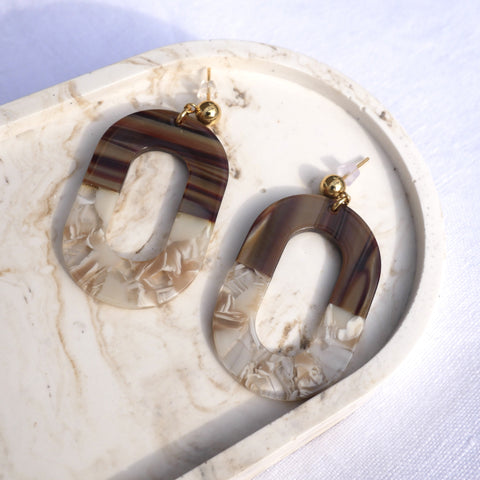 Boucles d'oreilles pendantes ovales Linda