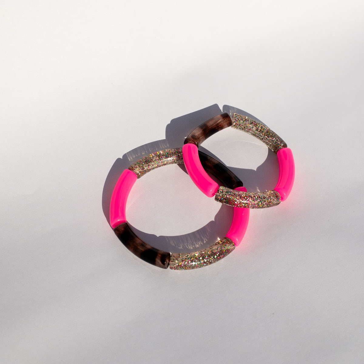 Duo de bracelets léopard rose fluo maman enfant